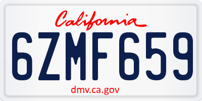 CA license plate 6ZMF659