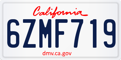 CA license plate 6ZMF719