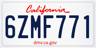 CA license plate 6ZMF771