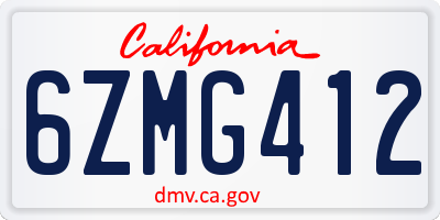 CA license plate 6ZMG412