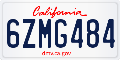 CA license plate 6ZMG484