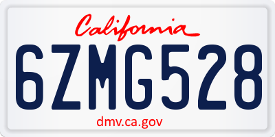 CA license plate 6ZMG528