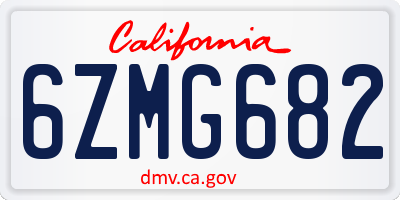 CA license plate 6ZMG682