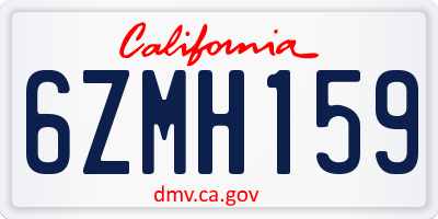 CA license plate 6ZMH159