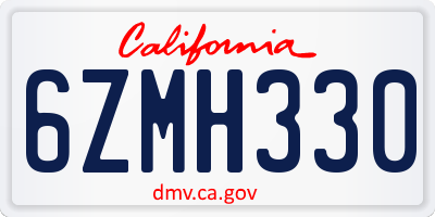 CA license plate 6ZMH330