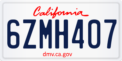 CA license plate 6ZMH407
