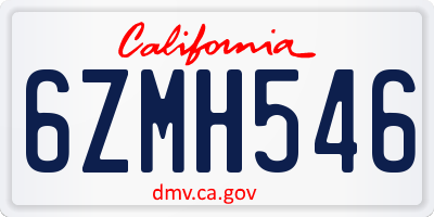 CA license plate 6ZMH546