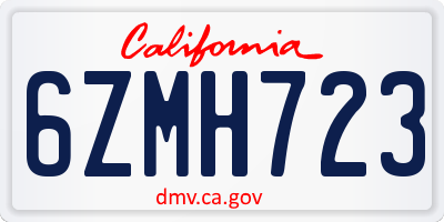CA license plate 6ZMH723