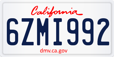 CA license plate 6ZMI992