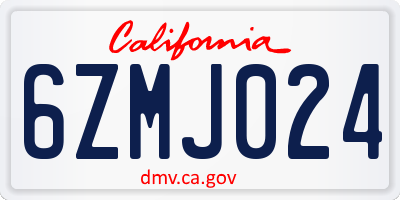 CA license plate 6ZMJ024