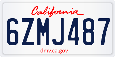 CA license plate 6ZMJ487