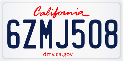 CA license plate 6ZMJ508