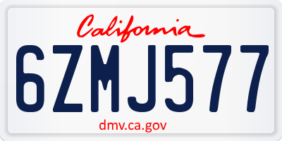 CA license plate 6ZMJ577