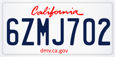 CA license plate 6ZMJ702