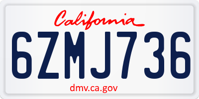 CA license plate 6ZMJ736
