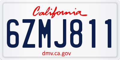 CA license plate 6ZMJ811