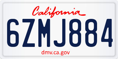CA license plate 6ZMJ884