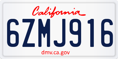 CA license plate 6ZMJ916