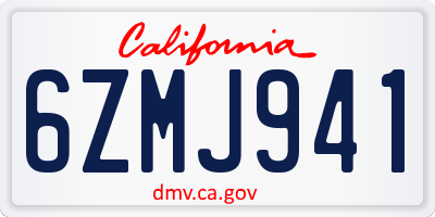 CA license plate 6ZMJ941