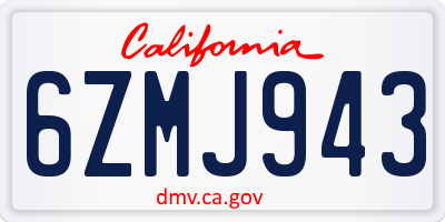 CA license plate 6ZMJ943
