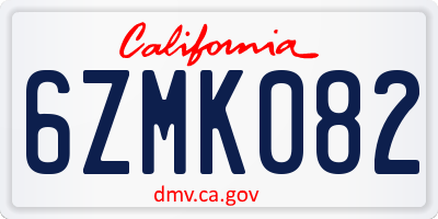 CA license plate 6ZMK082