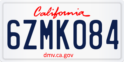 CA license plate 6ZMK084