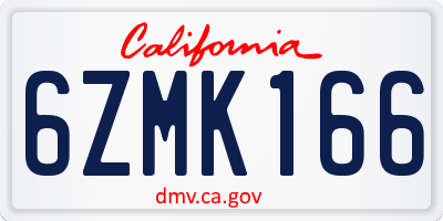 CA license plate 6ZMK166