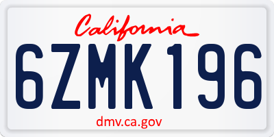 CA license plate 6ZMK196