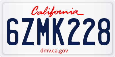 CA license plate 6ZMK228