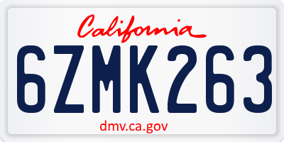 CA license plate 6ZMK263