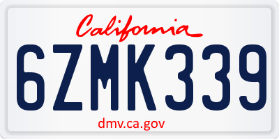 CA license plate 6ZMK339