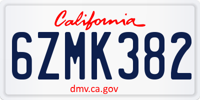 CA license plate 6ZMK382