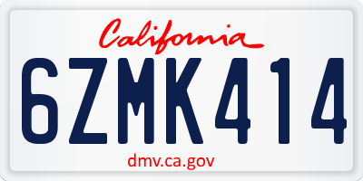 CA license plate 6ZMK414