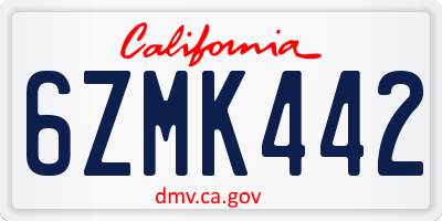 CA license plate 6ZMK442