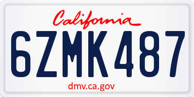 CA license plate 6ZMK487