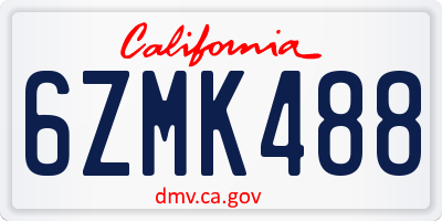 CA license plate 6ZMK488