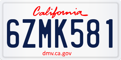 CA license plate 6ZMK581
