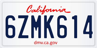CA license plate 6ZMK614