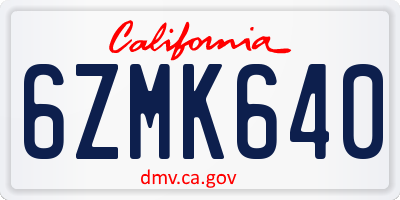 CA license plate 6ZMK640