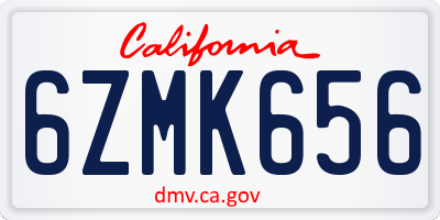 CA license plate 6ZMK656