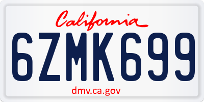 CA license plate 6ZMK699