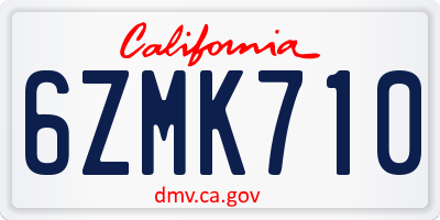 CA license plate 6ZMK710