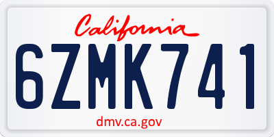 CA license plate 6ZMK741