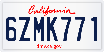 CA license plate 6ZMK771