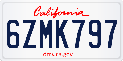 CA license plate 6ZMK797