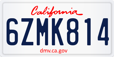 CA license plate 6ZMK814