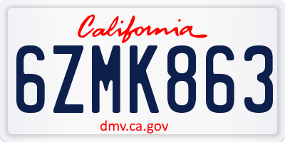 CA license plate 6ZMK863