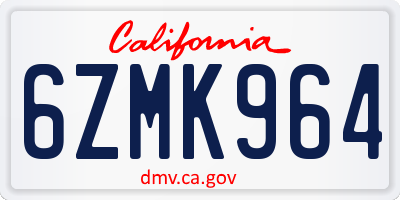 CA license plate 6ZMK964