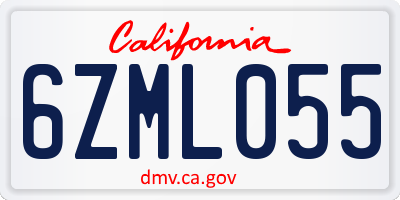 CA license plate 6ZML055