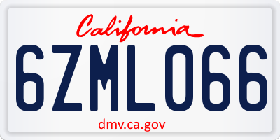 CA license plate 6ZML066